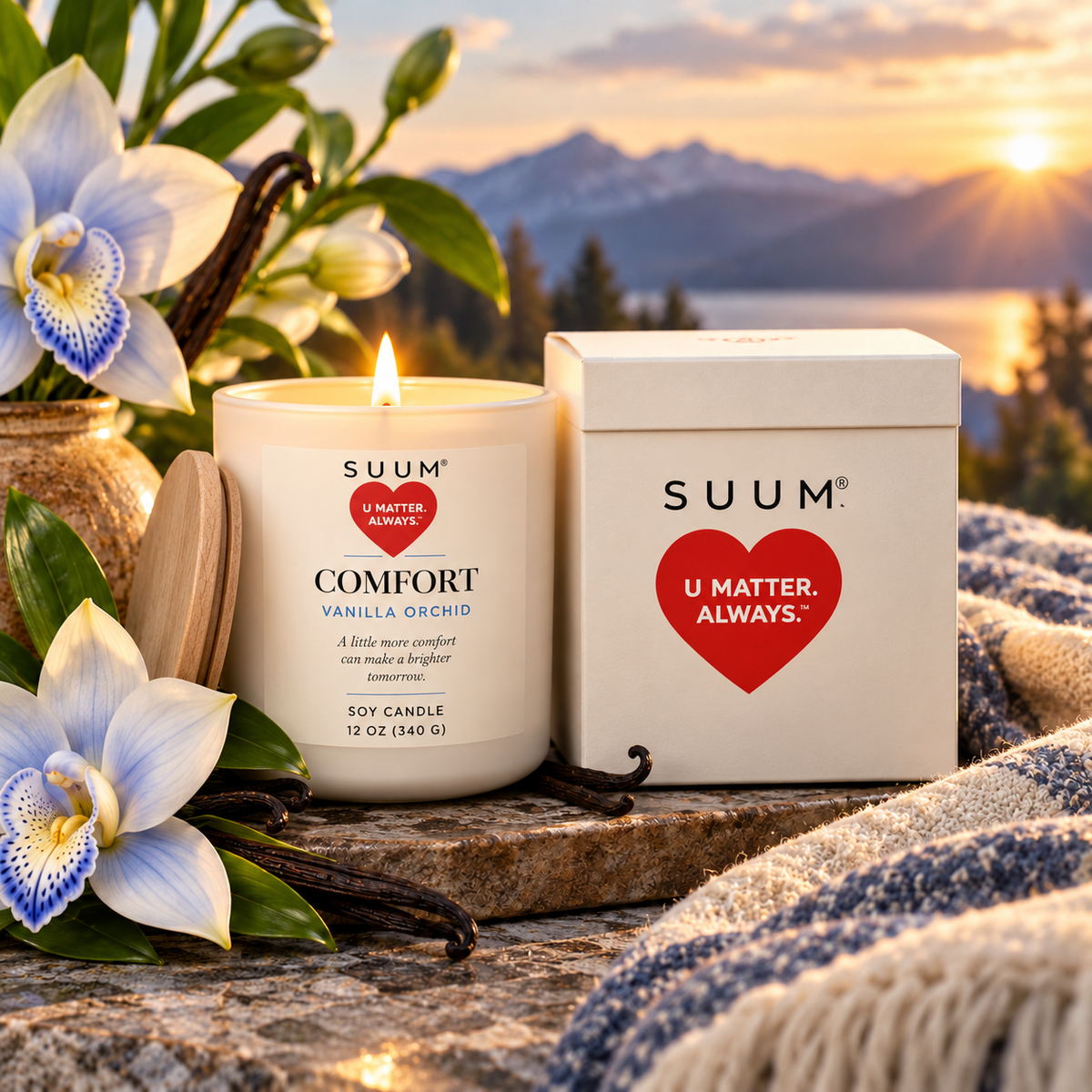 SUUM® Comfort Companion Candle – Vanilla Orchid | U Matter Always™ Soy Candle