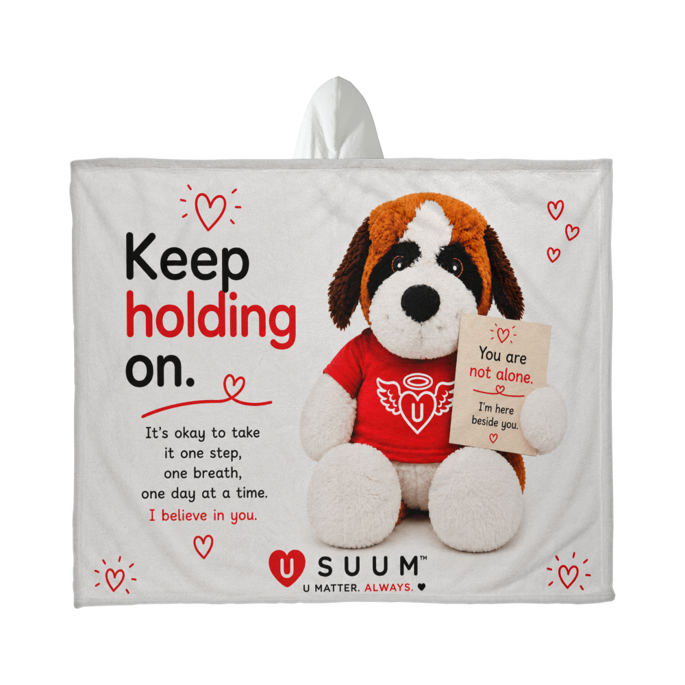 SUUM® U Matter Always Support Companion Hooded Sherpa Fleece Blanket