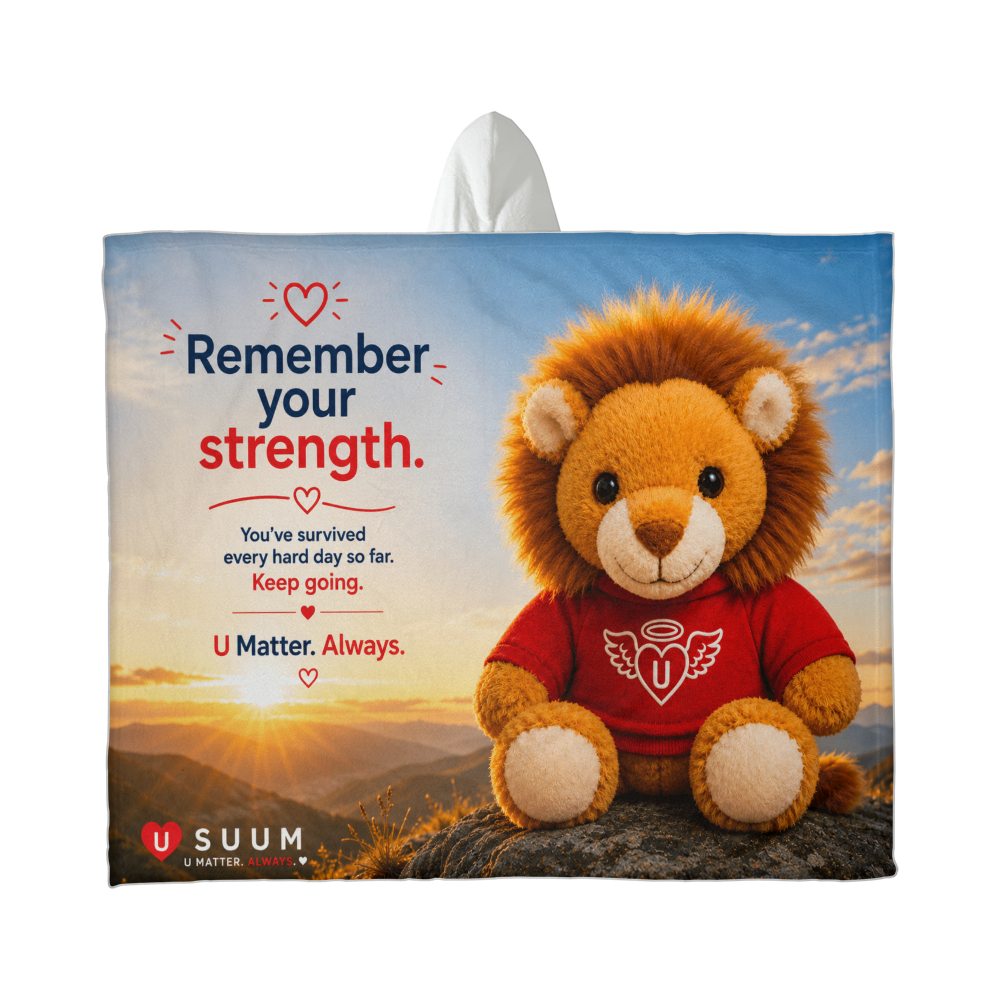 SUUM® U Matter Always Strength Companion Hooded Sherpa Fleece Blanket