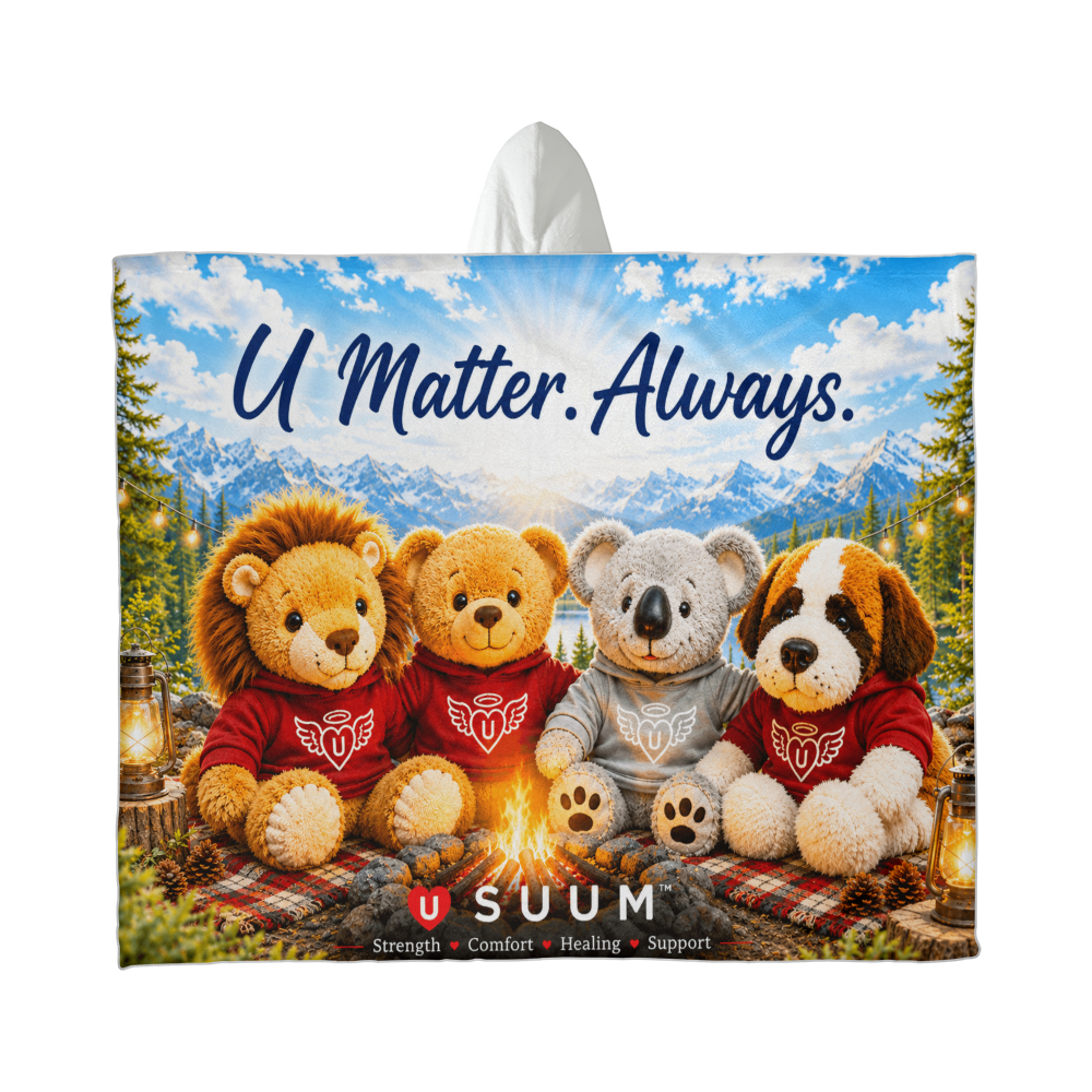 SUUM® U Matter Always Hooded Sherpa Fleece Blanket | Comfort, Strength, Healing & Support Gift