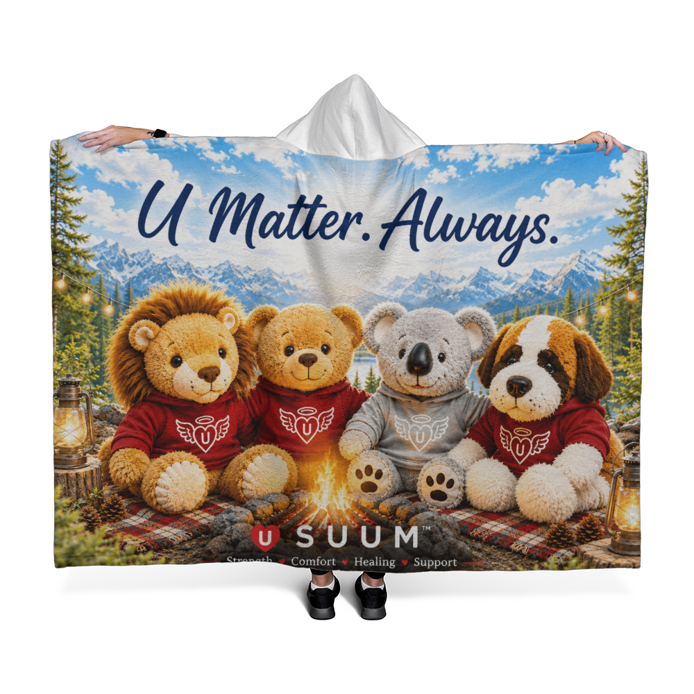 SUUM® U Matter Always Hooded Sherpa Fleece Blanket | Comfort, Strength, Healing & Support Gift