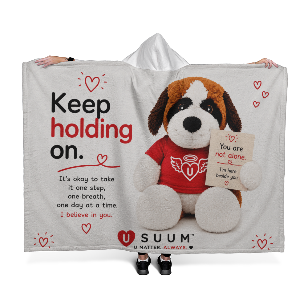SUUM® U Matter Always Support Companion Hooded Sherpa Fleece Blanket
