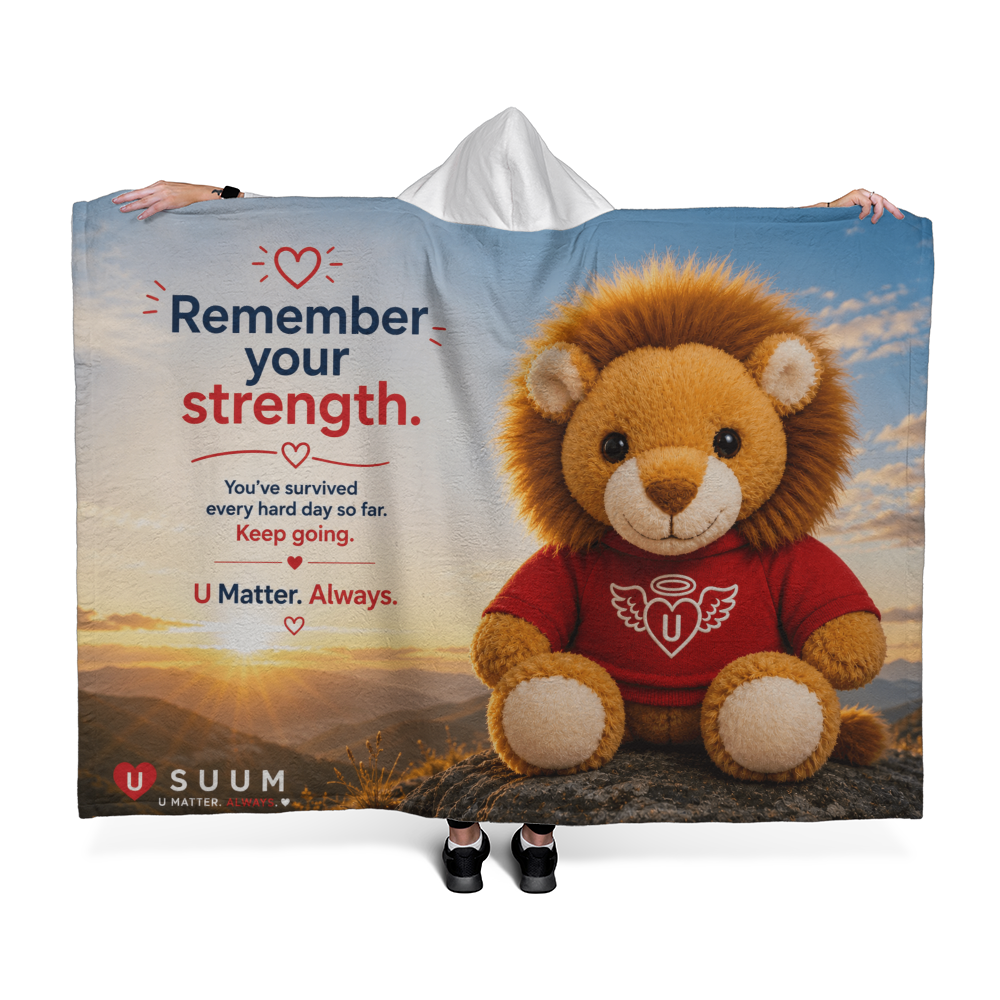 SUUM® U Matter Always Strength Companion Hooded Sherpa Fleece Blanket