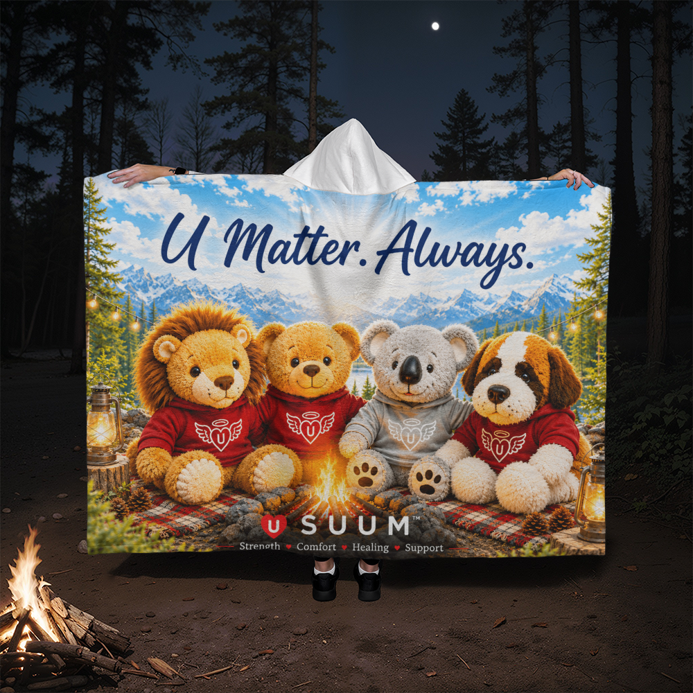 SUUM® U Matter Always Hooded Sherpa Fleece Blanket | Comfort, Strength, Healing & Support Gift