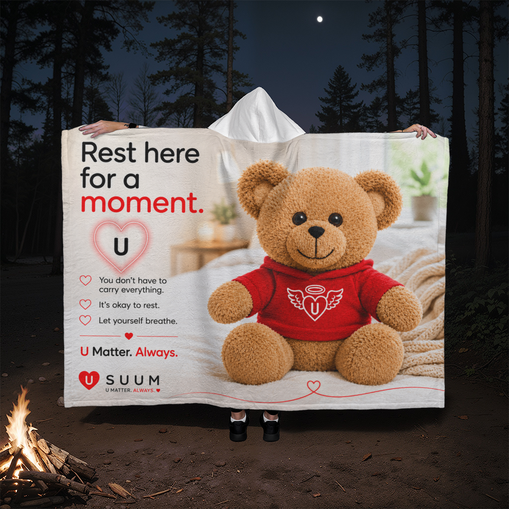 SUUM® U Matter Always Comfort Companion Hooded Sherpa Fleece Blanket