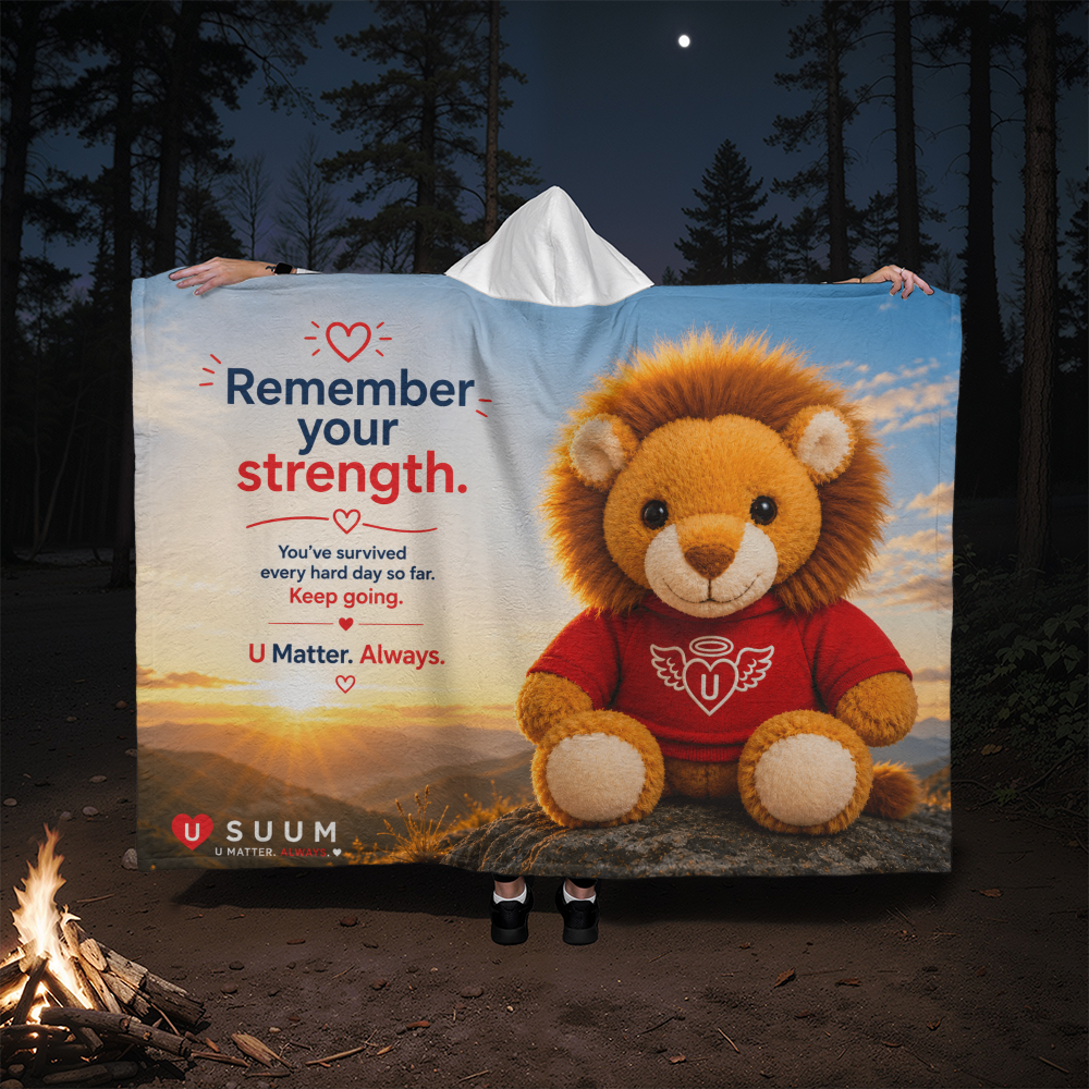 SUUM® U Matter Always Strength Companion Hooded Sherpa Fleece Blanket