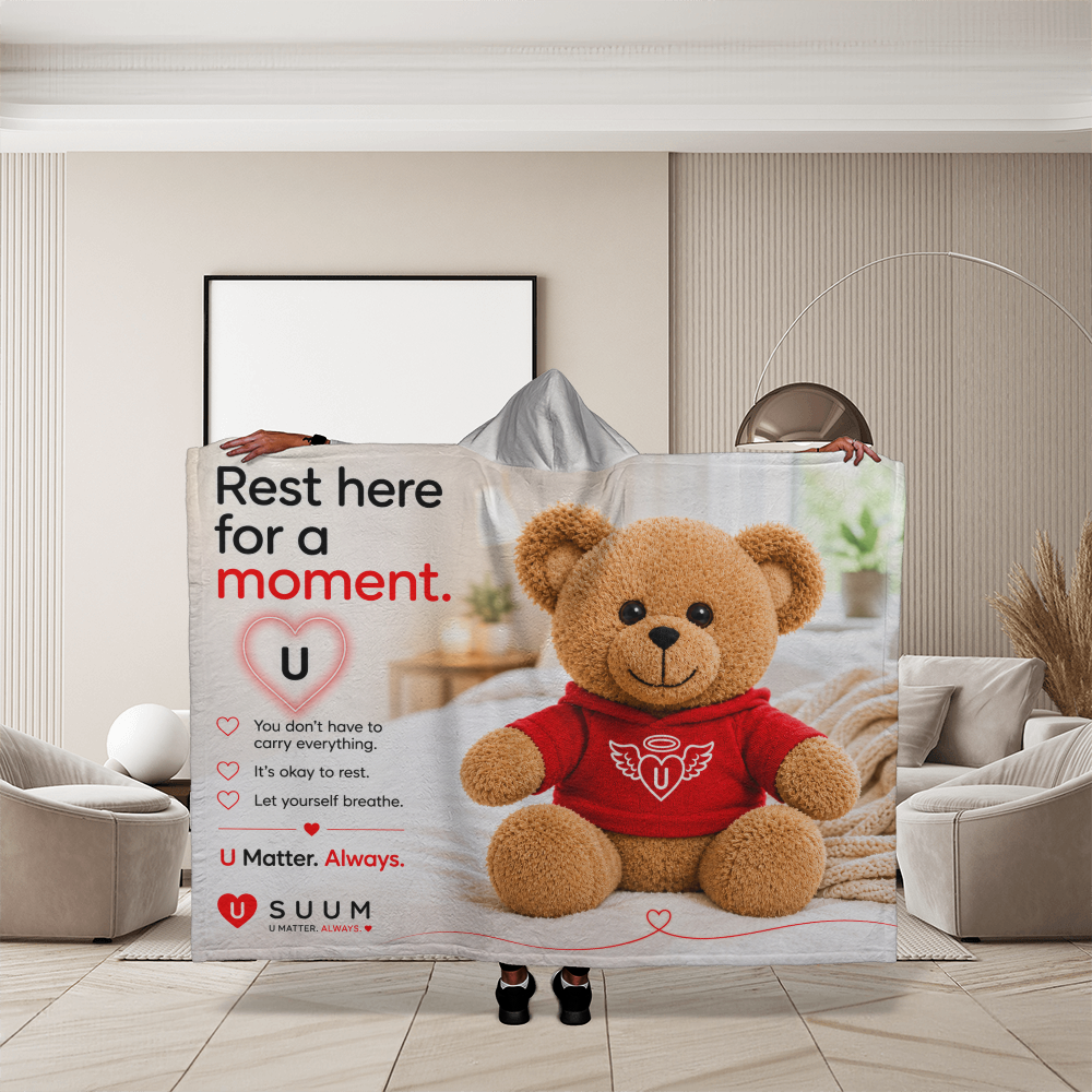 SUUM® U Matter Always Comfort Companion Hooded Sherpa Fleece Blanket
