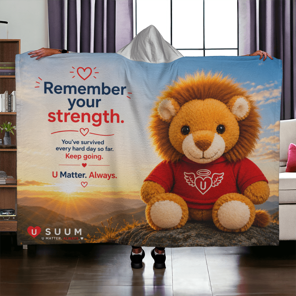 SUUM® U Matter Always Strength Companion Hooded Sherpa Fleece Blanket